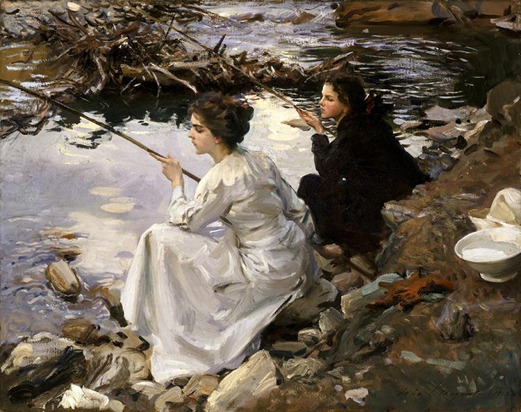 John Singer Sargent Two Girls Fishing France oil painting art